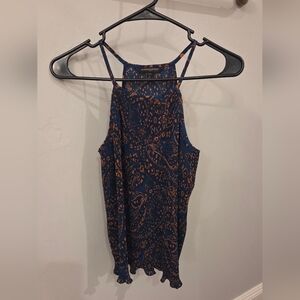 Banana Republic Top Womens XS Extra Small Blue Orange Paisley Blouse Lightweight